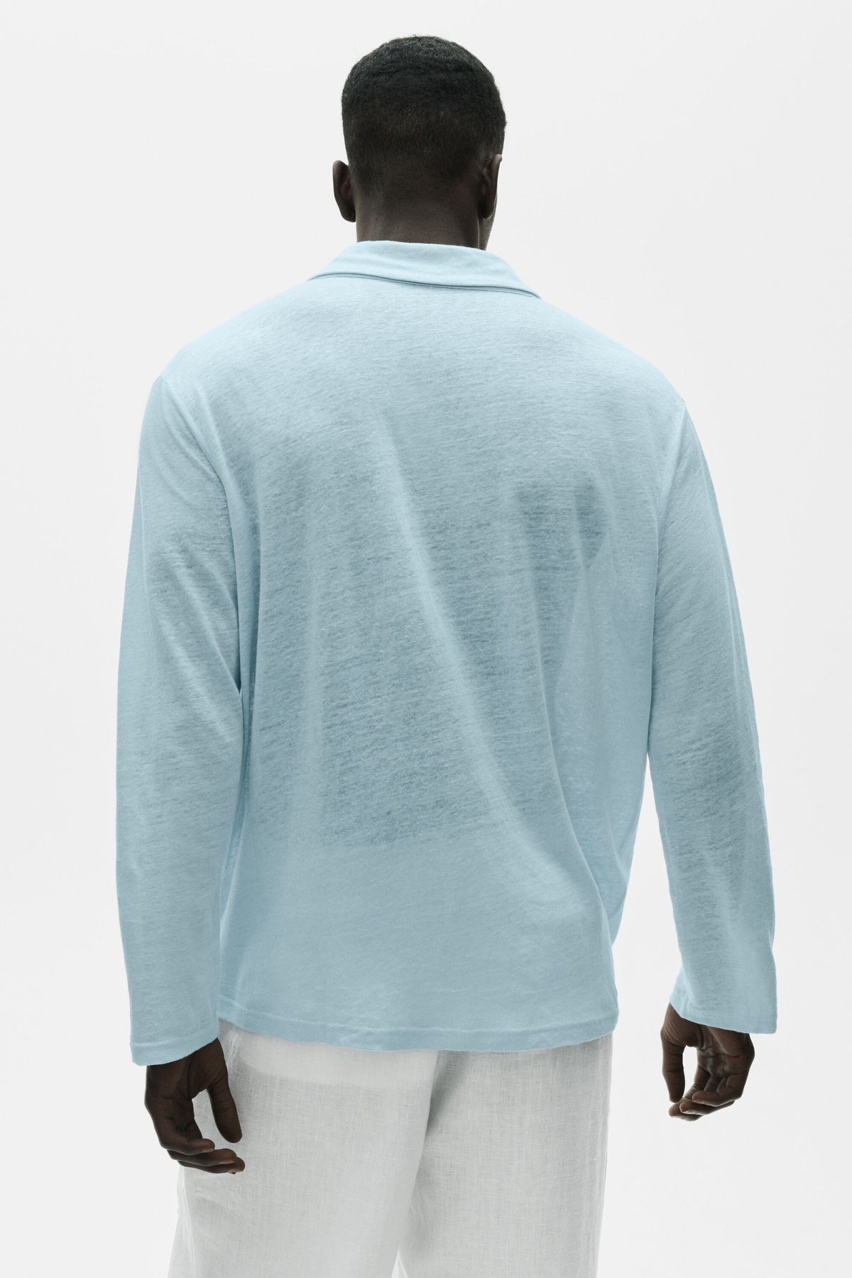 Linen Jersey Coastal Long Sleeve Pullover - Seaside Blue