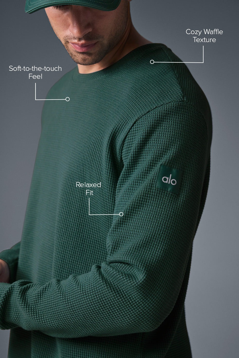 Elevate Waffle Long Sleeve Crew - Winter Ivy