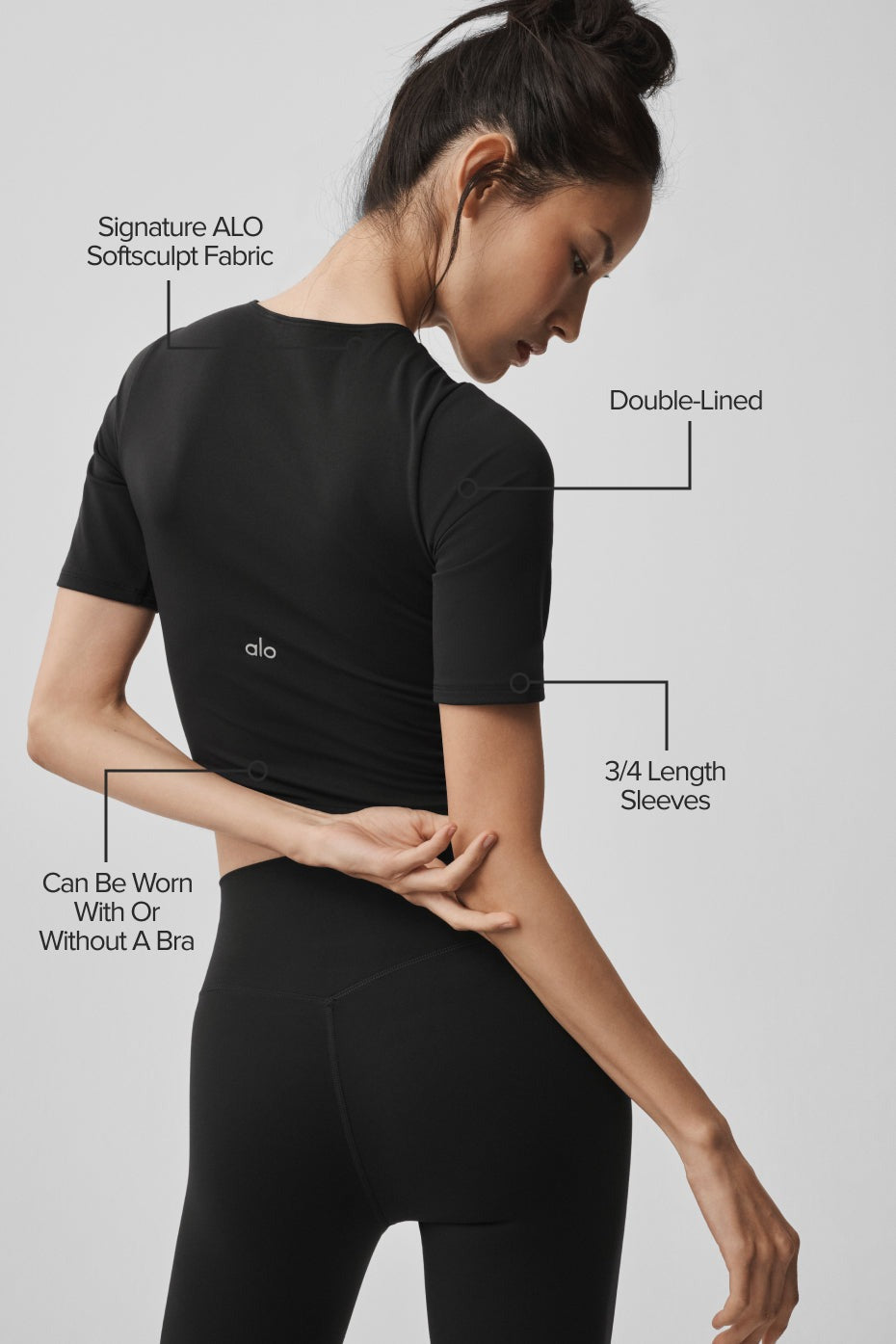 ALO Softsculpt Precision Half Sleeve Tee - Black