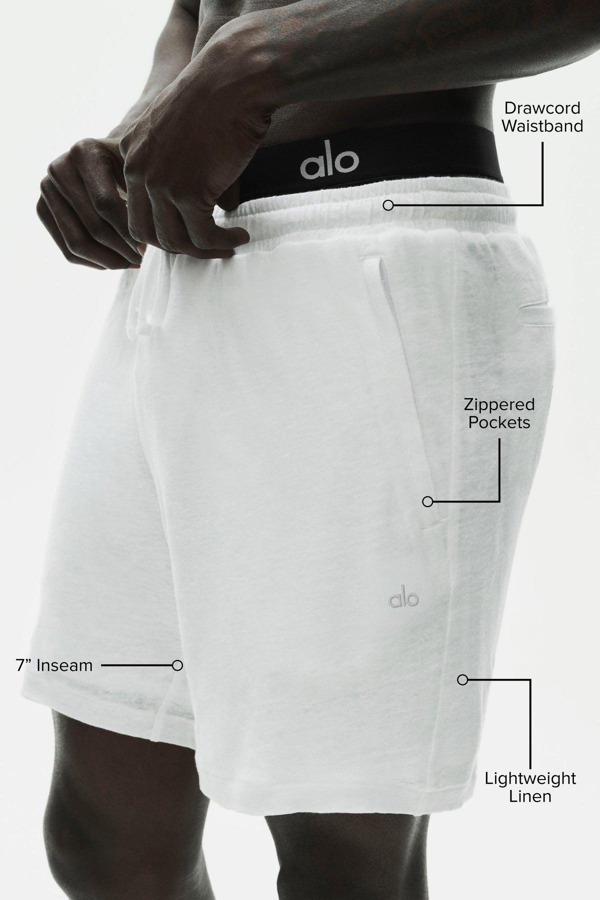 7" Linen Jersey Coastal Short - White