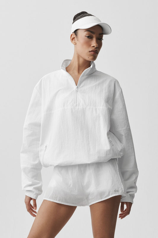 Light Weight Takeaway Track Pullover - White